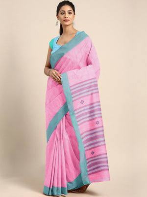 Pink Jamdani Woven Design Saree With Blouse Piece SHBESA0084 SHBESA0084-Saree-Kalakari India-SHBESA0084-Geographical Indication, Hand Crafted, Handloom, Heritage Prints, Jamdani, Natural Dyes, Pure Cotton, Sarees, Sustainable Fabrics, West Bengal, Woven-[Linen,Ethnic,wear,Fashionista,Handloom,Handicraft,Indigo,blockprint,block,print,Cotton,Chanderi,Blue, latest,classy,party,bollywood,trendy,summer,style,traditional,formal,elegant,unique,style,hand,block,print, dabu,booti,gift,present,glamorous,a