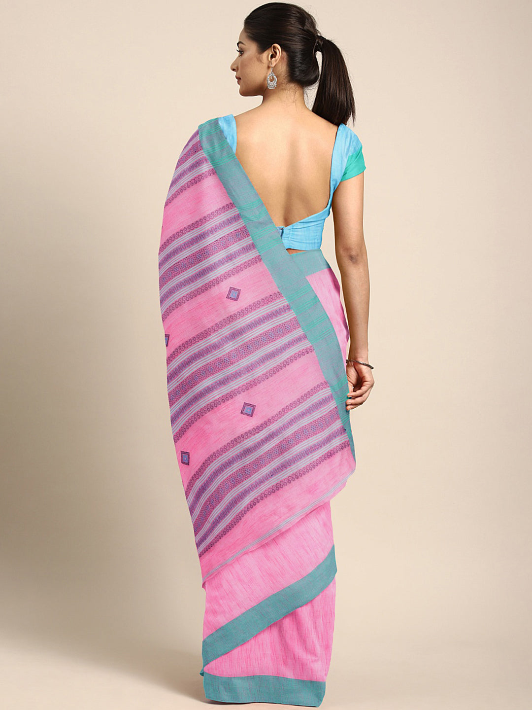 Pink Jamdani Woven Design Saree With Blouse Piece SHBESA0084 SHBESA0084-Saree-Kalakari India-SHBESA0084-Geographical Indication, Hand Crafted, Handloom, Heritage Prints, Jamdani, Natural Dyes, Pure Cotton, Sarees, Sustainable Fabrics, West Bengal, Woven-[Linen,Ethnic,wear,Fashionista,Handloom,Handicraft,Indigo,blockprint,block,print,Cotton,Chanderi,Blue, latest,classy,party,bollywood,trendy,summer,style,traditional,formal,elegant,unique,style,hand,block,print, dabu,booti,gift,present,glamorous,a