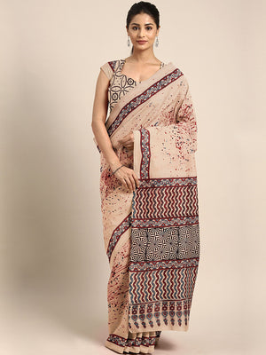 Peach Ajrakh Handblock Print Saree With Blouse Piece SKAJSA0003 SKAJSA0003-Saree-Kalakari India-SKAJSA0003-Ajrakh, Geographical Indication, Gujrat, Hand Crafted, Heritage Prints, Natural Dyes, Pure Cotton, Sarees, Sustainable Fabrics, Woven-[Linen,Ethnic,wear,Fashionista,Handloom,Handicraft,Indigo,blockprint,block,print,Cotton,Chanderi,Blue, latest,classy,party,bollywood,trendy,summer,style,traditional,formal,elegant,unique,style,hand,block,print, dabu,booti,gift,present,glamorous,affordable,col