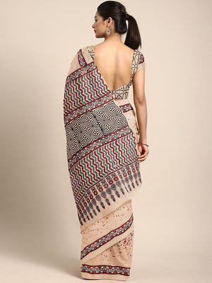 Peach Ajrakh Handblock Print Saree With Blouse Piece SKAJSA0003 SKAJSA0003-Saree-Kalakari India-SKAJSA0003-Ajrakh, Geographical Indication, Gujrat, Hand Crafted, Heritage Prints, Natural Dyes, Pure Cotton, Sarees, Sustainable Fabrics, Woven-[Linen,Ethnic,wear,Fashionista,Handloom,Handicraft,Indigo,blockprint,block,print,Cotton,Chanderi,Blue, latest,classy,party,bollywood,trendy,summer,style,traditional,formal,elegant,unique,style,hand,block,print, dabu,booti,gift,present,glamorous,affordable,col