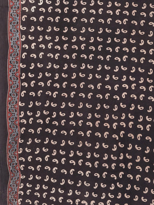 Brown Ajrakh Handblock Print Saree With Blouse Piece SKAJSA0004 SKAJSA0004-Saree-Kalakari India-SKAJSA0004-Ajrakh, Geographical Indication, Gujrat, Hand Crafted, Heritage Prints, Natural Dyes, Pure Cotton, Sarees, Sustainable Fabrics, Woven-[Linen,Ethnic,wear,Fashionista,Handloom,Handicraft,Indigo,blockprint,block,print,Cotton,Chanderi,Blue, latest,classy,party,bollywood,trendy,summer,style,traditional,formal,elegant,unique,style,hand,block,print, dabu,booti,gift,present,glamorous,affordable,col