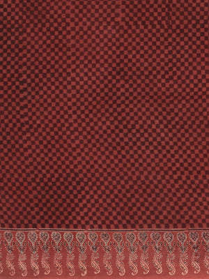 Red Ajrakh Handblock Print Saree With Blouse Piece SKAJSA0008 SKAJSA0008-Saree-Kalakari India-SKAJSA0008-Ajrakh, Geographical Indication, Gujrat, Hand Crafted, Heritage Prints, Natural Dyes, Pure Cotton, Sarees, Sustainable Fabrics, Woven-[Linen,Ethnic,wear,Fashionista,Handloom,Handicraft,Indigo,blockprint,block,print,Cotton,Chanderi,Blue, latest,classy,party,bollywood,trendy,summer,style,traditional,formal,elegant,unique,style,hand,block,print, dabu,booti,gift,present,glamorous,affordable,colle