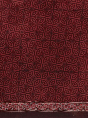 Red Ajrakh Handblock Print Saree With Blouse Piece SKAJSA0010 SKAJSA0010-Saree-Kalakari India-SKAJSA0010-Ajrakh, Geographical Indication, Gujrat, Hand Crafted, Heritage Prints, Natural Dyes, Pure Cotton, Sarees, Sustainable Fabrics, Woven-[Linen,Ethnic,wear,Fashionista,Handloom,Handicraft,Indigo,blockprint,block,print,Cotton,Chanderi,Blue, latest,classy,party,bollywood,trendy,summer,style,traditional,formal,elegant,unique,style,hand,block,print, dabu,booti,gift,present,glamorous,affordable,colle