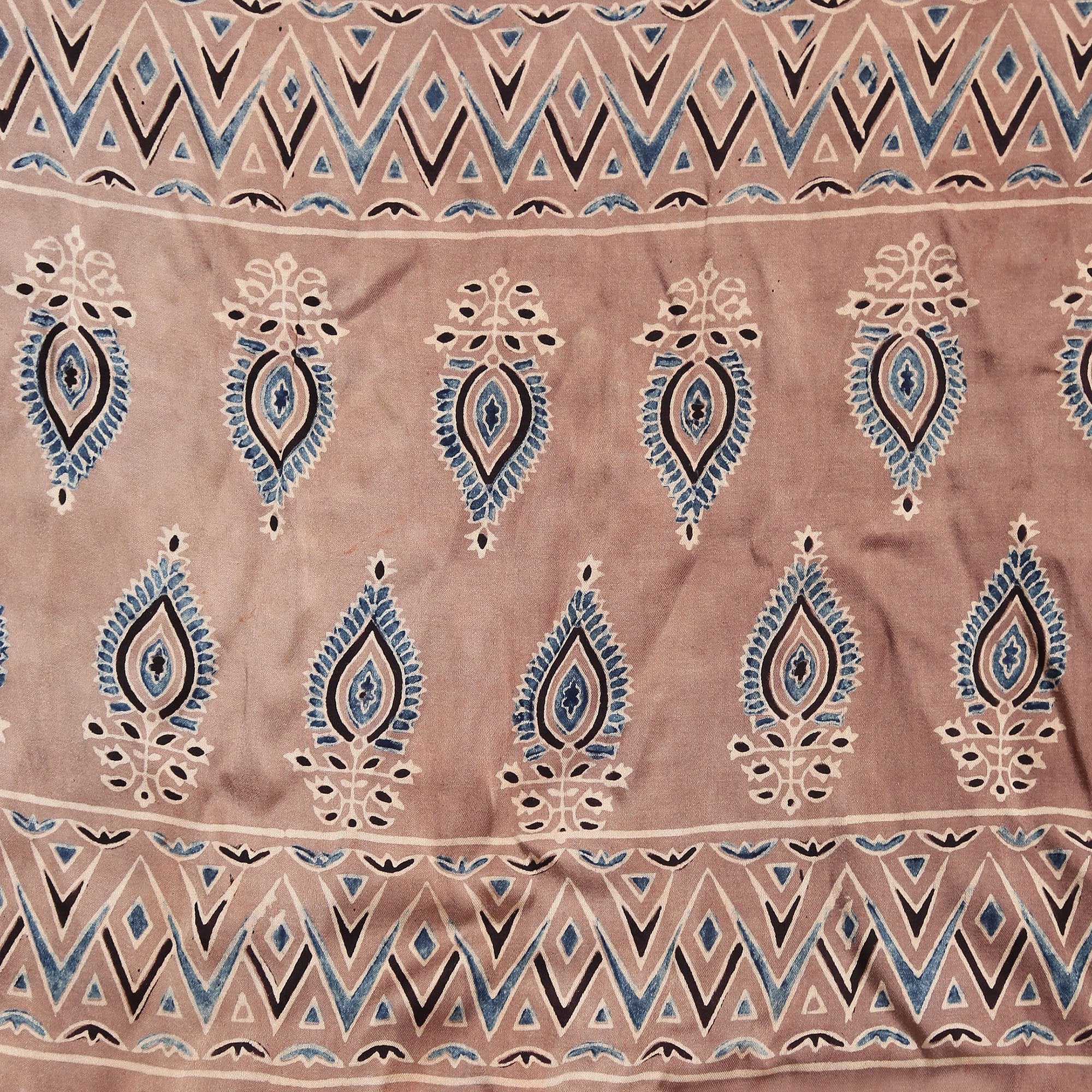 Exotic Modal Silk Handmade Scarf-Scarf-Kalakari India-SKAJST0007-Ajrakh, Gaji Silk, Geographical Indication, Hand Blocks, Hand Crafted, Heritage Prints, Scarf, Silk, Sustainable Fabrics, Vegan Silk-[Linen,Ethnic,wear,Fashionista,Handloom,Handicraft,Indigo,blockprint,block,print,Cotton,Chanderi,Blue, latest,classy,party,bollywood,trendy,summer,style,traditional,formal,elegant,unique,style,hand,block,print, dabu,booti,gift,present,glamorous,affordable,collectible,Sari,Saree,printed, holi, Diwali, 