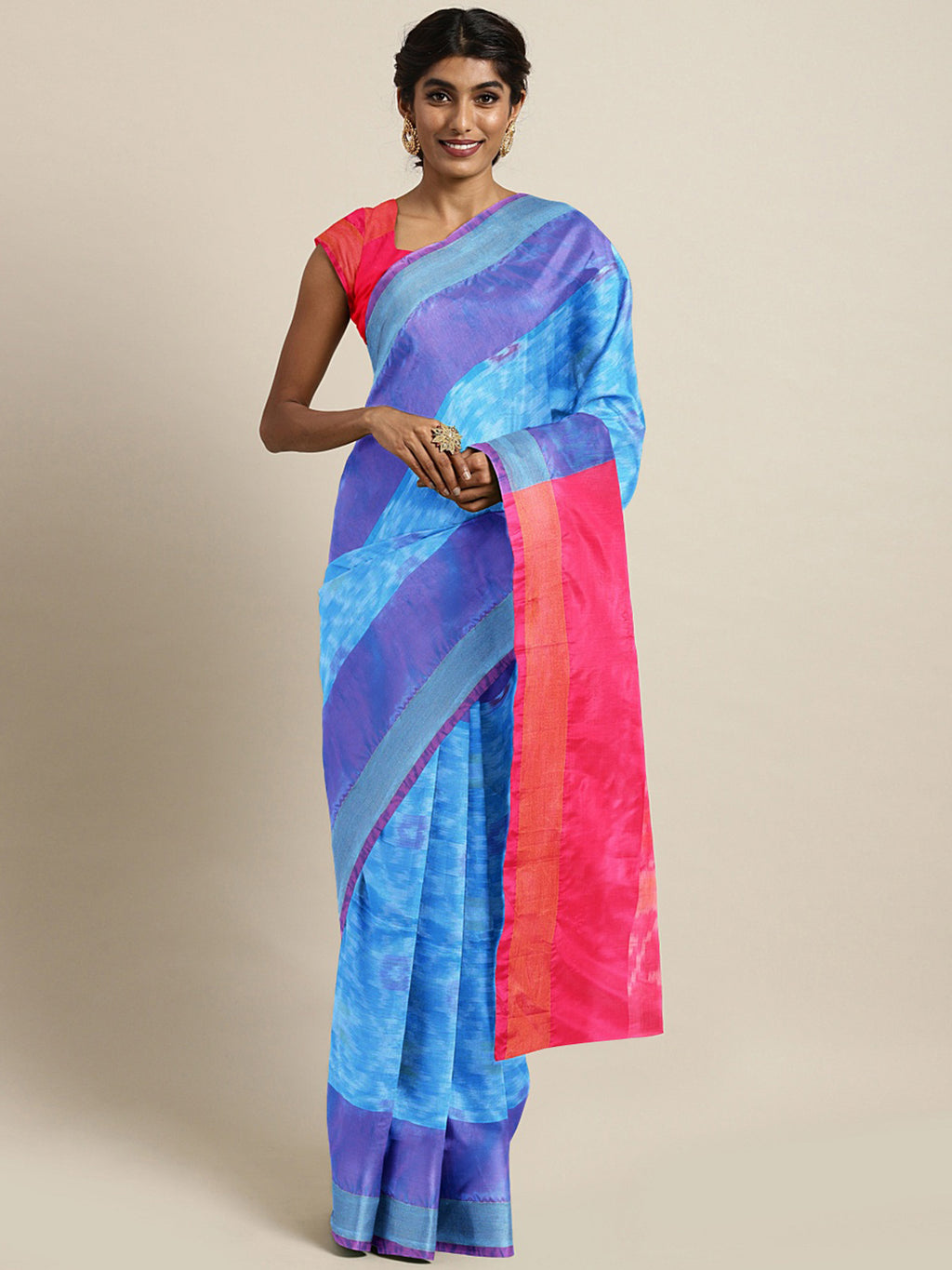 Kalakari India Upppada Silk Woven Saree With Blouse SKHSSA0001-Saree-Kalakari India-SKHSSA0001-Bollywood, Geographical Indication, Hand Crafted, Heritage Prints, Natural Dyes, Sarees, South Silk, Sustainable Fabrics, Uppada Silk, Woven-[Linen,Ethnic,wear,Fashionista,Handloom,Handicraft,Indigo,blockprint,block,print,Cotton,Chanderi,Blue, latest,classy,party,bollywood,trendy,summer,style,traditional,formal,elegant,unique,style,hand,block,print, dabu,booti,gift,present,glamorous,affordable,collecti