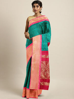 Kalakari India Upppada Silk Woven Saree With Blouse SKHSSA0002-Saree-Kalakari India-SKHSSA0002-Bollywood, Geographical Indication, Hand Crafted, Heritage Prints, Natural Dyes, Sarees, South Silk, Sustainable Fabrics, Uppada Silk, Woven-[Linen,Ethnic,wear,Fashionista,Handloom,Handicraft,Indigo,blockprint,block,print,Cotton,Chanderi,Blue, latest,classy,party,bollywood,trendy,summer,style,traditional,formal,elegant,unique,style,hand,block,print, dabu,booti,gift,present,glamorous,affordable,collecti