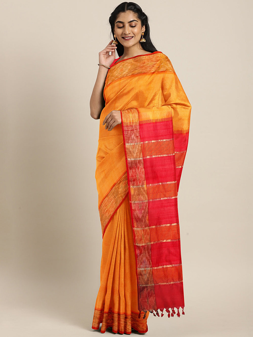 Kalakari India Upppada Silk Woven Saree With Blouse SKHSSA0003-Saree-Kalakari India-SKHSSA0003-Bollywood, Geographical Indication, Hand Crafted, Heritage Prints, Natural Dyes, Sarees, South Silk, Sustainable Fabrics, Uppada Silk, Woven-[Linen,Ethnic,wear,Fashionista,Handloom,Handicraft,Indigo,blockprint,block,print,Cotton,Chanderi,Blue, latest,classy,party,bollywood,trendy,summer,style,traditional,formal,elegant,unique,style,hand,block,print, dabu,booti,gift,present,glamorous,affordable,collecti