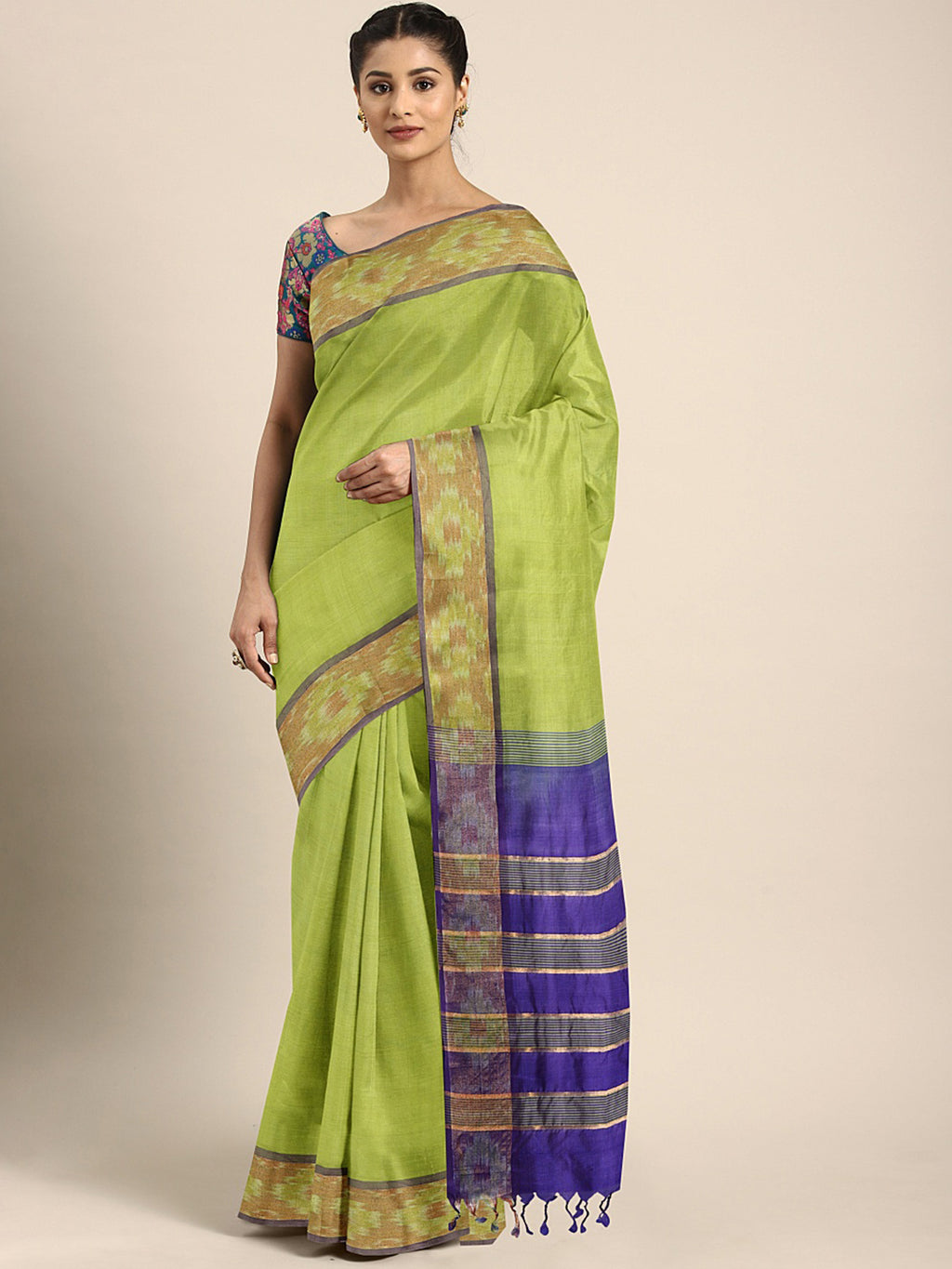 Kalakari India Upppada Silk Woven Saree With Blouse SKHSSA0004-Saree-Kalakari India-SKHSSA0004-Bollywood, Geographical Indication, Hand Crafted, Heritage Prints, Natural Dyes, Sarees, South Silk, Sustainable Fabrics, Uppada Silk, Woven-[Linen,Ethnic,wear,Fashionista,Handloom,Handicraft,Indigo,blockprint,block,print,Cotton,Chanderi,Blue, latest,classy,party,bollywood,trendy,summer,style,traditional,formal,elegant,unique,style,hand,block,print, dabu,booti,gift,present,glamorous,affordable,collecti