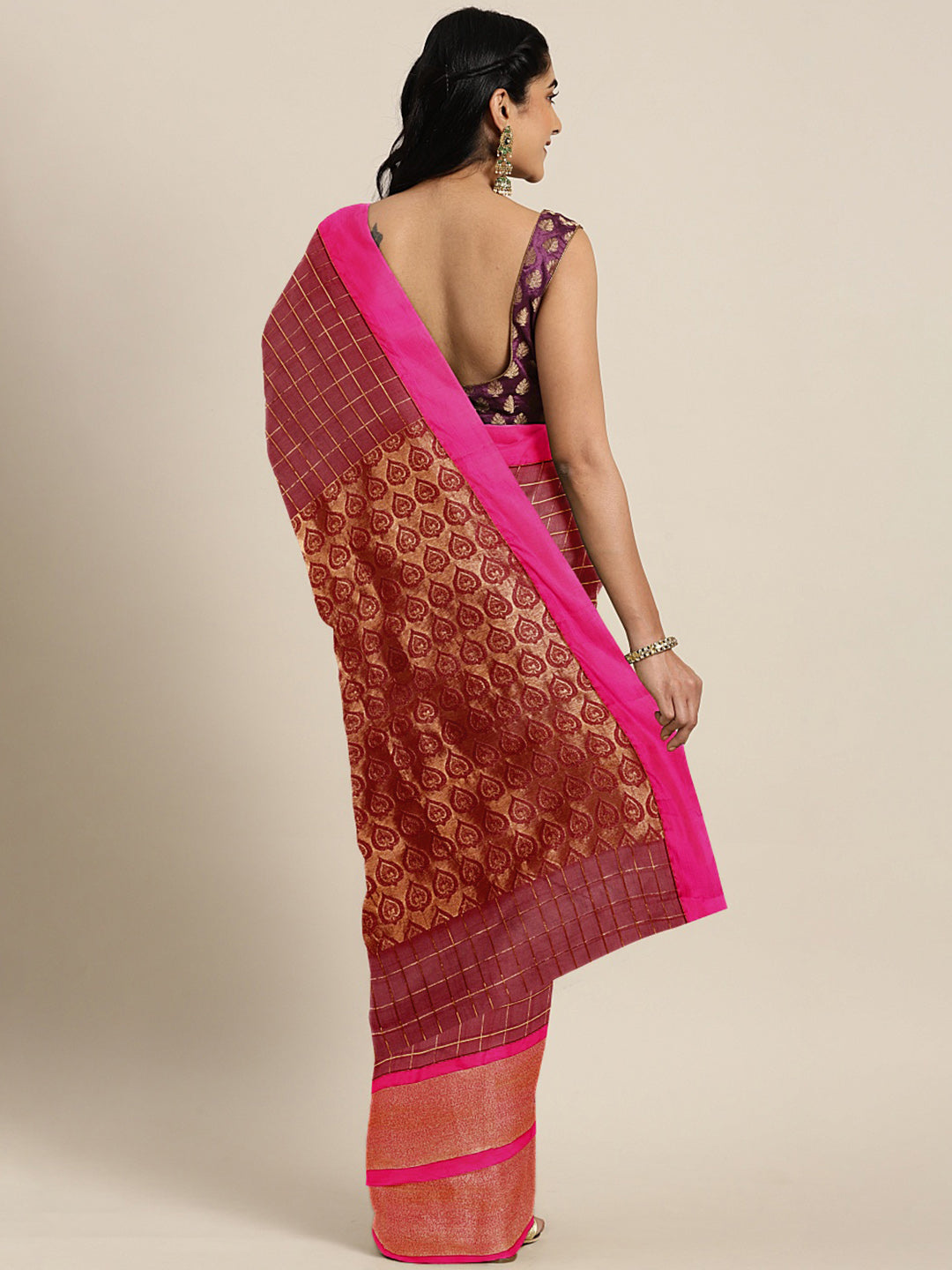 Kalakari India Upppada Cotton Woven Saree With Blouse SKHSSA0010-Saree-Kalakari India-SKHSSA0010-Bollywood, Geographical Indication, Hand Crafted, Heritage Prints, Natural Dyes, Sarees, South Silk, Sustainable Fabrics, Uppada Silk, Woven-[Linen,Ethnic,wear,Fashionista,Handloom,Handicraft,Indigo,blockprint,block,print,Cotton,Chanderi,Blue, latest,classy,party,bollywood,trendy,summer,style,traditional,formal,elegant,unique,style,hand,block,print, dabu,booti,gift,present,glamorous,affordable,collec
