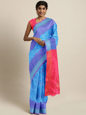 Kalakari India Upppada Silk Woven Saree With Blouse SKHSSA0013-Saree-Kalakari India-SKHSSA0013-Bollywood, Geographical Indication, Hand Crafted, Heritage Prints, Natural Dyes, Sarees, South Silk, Sustainable Fabrics, Uppada Silk, Woven-[Linen,Ethnic,wear,Fashionista,Handloom,Handicraft,Indigo,blockprint,block,print,Cotton,Chanderi,Blue, latest,classy,party,bollywood,trendy,summer,style,traditional,formal,elegant,unique,style,hand,block,print, dabu,booti,gift,present,glamorous,affordable,collecti