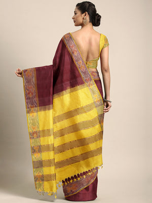 Kalakari India Upppada Cotton Woven Saree With Blouse SKHSSA0014-Saree-Kalakari India-SKHSSA0014-Bollywood, Geographical Indication, Hand Crafted, Heritage Prints, Natural Dyes, Sarees, South Silk, Sustainable Fabrics, Uppada Silk, Woven-[Linen,Ethnic,wear,Fashionista,Handloom,Handicraft,Indigo,blockprint,block,print,Cotton,Chanderi,Blue, latest,classy,party,bollywood,trendy,summer,style,traditional,formal,elegant,unique,style,hand,block,print, dabu,booti,gift,present,glamorous,affordable,collec