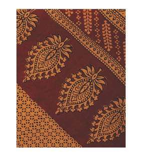Kalakari India Maroon & Mustard Yellow Hand block Bagh Print Handcrafted Cotton Saree-Saree-Kalakari India-ZIBASA0001-Bagh, Cotton, Geographical Indication, Hand Blocks, Hand Crafted, Heritage Prints, Natural Dyes, Sarees, Sustainable Fabrics-[Linen,Ethnic,wear,Fashionista,Handloom,Handicraft,Indigo,blockprint,block,print,Cotton,Chanderi,Blue, latest,classy,party,bollywood,trendy,summer,style,traditional,formal,elegant,unique,style,hand,block,print, dabu,booti,gift,present,glamorous,affordable,c