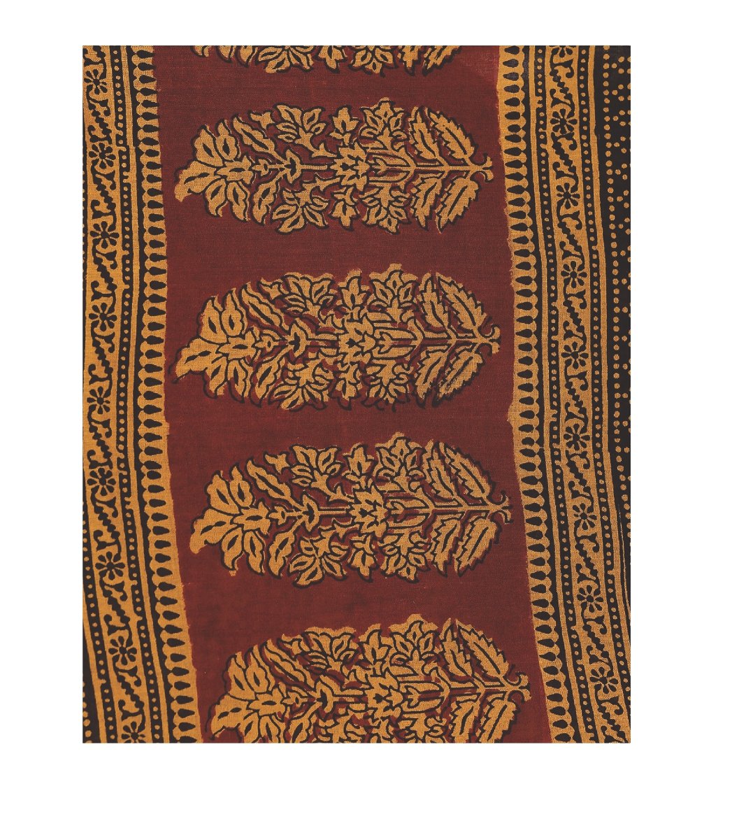 Kalakari India Maroon Bagh Hand block Print Handcrafted Cotton Saree-Saree-Kalakari India-ZIBASA0003-Bagh, Cotton, Geographical Indication, Hand Blocks, Hand Crafted, Heritage Prints, Natural Dyes, Sarees, Sustainable Fabrics-[Linen,Ethnic,wear,Fashionista,Handloom,Handicraft,Indigo,blockprint,block,print,Cotton,Chanderi,Blue, latest,classy,party,bollywood,trendy,summer,style,traditional,formal,elegant,unique,style,hand,block,print, dabu,booti,gift,present,glamorous,affordable,collectible,Sari,S