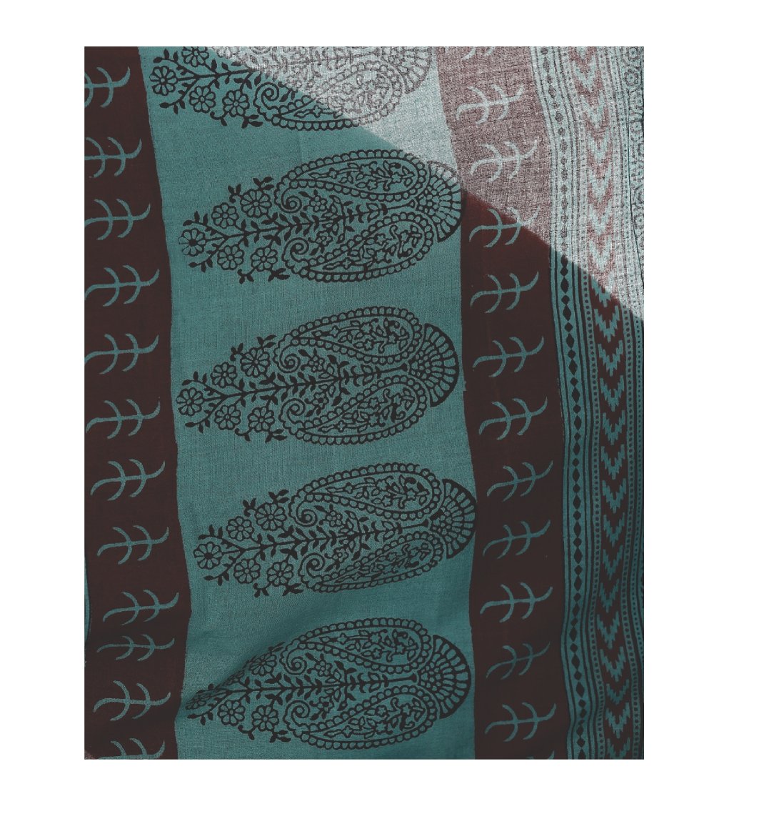 Kalakari India Teal Green Bagh Handblock Print Handcrafted Cotton Saree-Saree-Kalakari India-ZIBASA0020-Bagh, Cotton, Geographical Indication, Hand Blocks, Hand Crafted, Heritage Prints, Natural Dyes, Sarees, Sustainable Fabrics-[Linen,Ethnic,wear,Fashionista,Handloom,Handicraft,Indigo,blockprint,block,print,Cotton,Chanderi,Blue, latest,classy,party,bollywood,trendy,summer,style,traditional,formal,elegant,unique,style,hand,block,print, dabu,booti,gift,present,glamorous,affordable,collectible,Sar