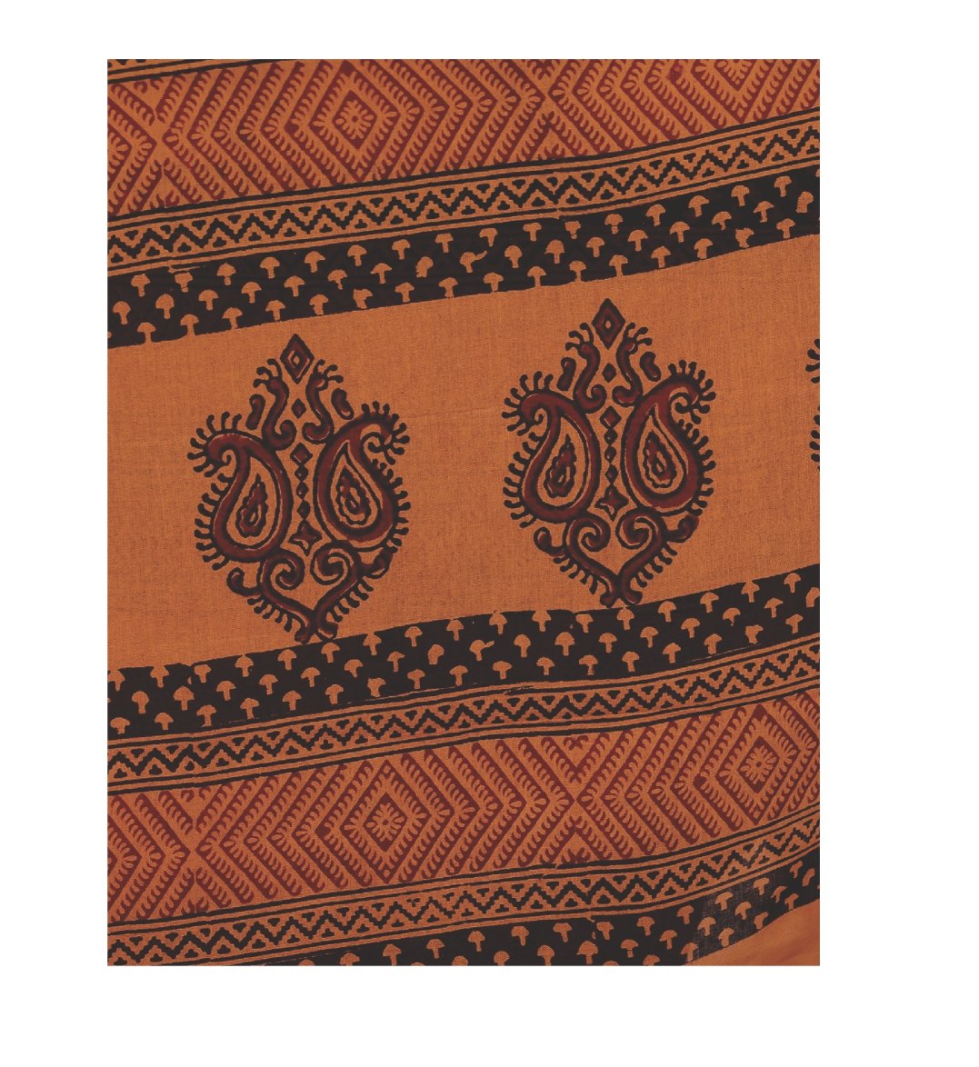 Orange Cotton Handblock Bagh Print Handcrafted Saree-Saree-Kalakari India-ZIBASA0028-Bagh, Cotton, Geographical Indication, Hand Blocks, Hand Crafted, Heritage Prints, Natural Dyes, Sarees, Sustainable Fabrics-[Linen,Ethnic,wear,Fashionista,Handloom,Handicraft,Indigo,blockprint,block,print,Cotton,Chanderi,Blue, latest,classy,party,bollywood,trendy,summer,style,traditional,formal,elegant,unique,style,hand,block,print, dabu,booti,gift,present,glamorous,affordable,collectible,Sari,Saree,printed, ho