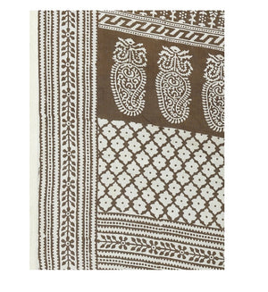 Off-White Cotton Hand Block Bagh Print Handcrafted Saree-Saree-Kalakari India-ZIBASA0040-Bagh, Cotton, Geographical Indication, Hand Blocks, Hand Crafted, Heritage Prints, Natural Dyes, Sarees, Sustainable Fabrics-[Linen,Ethnic,wear,Fashionista,Handloom,Handicraft,Indigo,blockprint,block,print,Cotton,Chanderi,Blue, latest,classy,party,bollywood,trendy,summer,style,traditional,formal,elegant,unique,style,hand,block,print, dabu,booti,gift,present,glamorous,affordable,collectible,Sari,Saree,printed