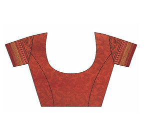 Orange Cotton Hand Block Bagh Print Handcrafted Saree-Saree-Kalakari India-ZIBASA0045-Bagh, Cotton, Geographical Indication, Hand Blocks, Hand Crafted, Heritage Prints, Natural Dyes, Sarees, Sustainable Fabrics-[Linen,Ethnic,wear,Fashionista,Handloom,Handicraft,Indigo,blockprint,block,print,Cotton,Chanderi,Blue, latest,classy,party,bollywood,trendy,summer,style,traditional,formal,elegant,unique,style,hand,block,print, dabu,booti,gift,present,glamorous,affordable,collectible,Sari,Saree,printed, h