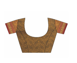Mustard Yellow Cotton Hand Block Bagh Print Handcrafted Saree-Saree-Kalakari India-ZIBASA0046-Bagh, Cotton, Geographical Indication, Hand Blocks, Hand Crafted, Heritage Prints, Natural Dyes, Sarees, Sustainable Fabrics-[Linen,Ethnic,wear,Fashionista,Handloom,Handicraft,Indigo,blockprint,block,print,Cotton,Chanderi,Blue, latest,classy,party,bollywood,trendy,summer,style,traditional,formal,elegant,unique,style,hand,block,print, dabu,booti,gift,present,glamorous,affordable,collectible,Sari,Saree,pr