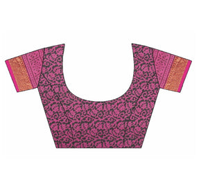 Magenta Cotton Hand Block Bagh Print Handcrafted Saree-Saree-Kalakari India-ZIBASA0047-Bagh, Cotton, Geographical Indication, Hand Blocks, Hand Crafted, Heritage Prints, Natural Dyes, Sarees, Sustainable Fabrics-[Linen,Ethnic,wear,Fashionista,Handloom,Handicraft,Indigo,blockprint,block,print,Cotton,Chanderi,Blue, latest,classy,party,bollywood,trendy,summer,style,traditional,formal,elegant,unique,style,hand,block,print, dabu,booti,gift,present,glamorous,affordable,collectible,Sari,Saree,printed, 