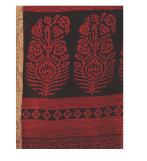 Red Cotton Hand Block Bagh Print Handcrafted Saree-Saree-Kalakari India-ZIBASA0048-Bagh, Cotton, Geographical Indication, Hand Blocks, Hand Crafted, Heritage Prints, Natural Dyes, Sarees, Sustainable Fabrics-[Linen,Ethnic,wear,Fashionista,Handloom,Handicraft,Indigo,blockprint,block,print,Cotton,Chanderi,Blue, latest,classy,party,bollywood,trendy,summer,style,traditional,formal,elegant,unique,style,hand,block,print, dabu,booti,gift,present,glamorous,affordable,collectible,Sari,Saree,printed, holi