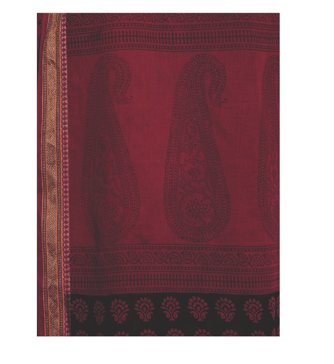 Maroon Cotton Hand Block Bagh Print Handcrafted Saree-Saree-Kalakari India-ZIBASA0051-Bagh, Cotton, Geographical Indication, Hand Blocks, Hand Crafted, Heritage Prints, Natural Dyes, Sarees, Sustainable Fabrics-[Linen,Ethnic,wear,Fashionista,Handloom,Handicraft,Indigo,blockprint,block,print,Cotton,Chanderi,Blue, latest,classy,party,bollywood,trendy,summer,style,traditional,formal,elegant,unique,style,hand,block,print, dabu,booti,gift,present,glamorous,affordable,collectible,Sari,Saree,printed, h