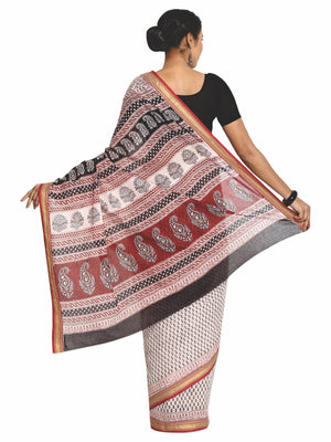 Pink Cotton Hand Block Bagh Print Handcrafted Saree-Saree-Kalakari India-ZIBASA0060-Bagh, Cotton, Geographical Indication, Hand Blocks, Hand Crafted, Heritage Prints, Natural Dyes, Sarees, Sustainable Fabrics-[Linen,Ethnic,wear,Fashionista,Handloom,Handicraft,Indigo,blockprint,block,print,Cotton,Chanderi,Blue, latest,classy,party,bollywood,trendy,summer,style,traditional,formal,elegant,unique,style,hand,block,print, dabu,booti,gift,present,glamorous,affordable,collectible,Sari,Saree,printed, hol