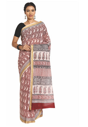 Pink Hand Block Print Bagh Cotton Traditional Handcrafted Saree-Saree-Kalakari India-ZIBASA0065-Bagh, Cotton, Geographical Indication, Hand Blocks, Hand Crafted, Heritage Prints, Natural Dyes, Sarees, Sustainable Fabrics-[Linen,Ethnic,wear,Fashionista,Handloom,Handicraft,Indigo,blockprint,block,print,Cotton,Chanderi,Blue, latest,classy,party,bollywood,trendy,summer,style,traditional,formal,elegant,unique,style,hand,block,print, dabu,booti,gift,present,glamorous,affordable,collectible,Sari,Saree,