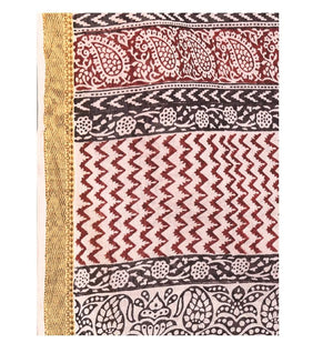 Pink hand block print Bagh cotton saree with traditional handcrafted design.
