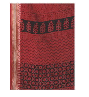 Maroon Cotton Hand Block Bagh Print Handcrafted Saree-Saree-Kalakari India-ZIBASA0066-Bagh, Cotton, Geographical Indication, Hand Blocks, Hand Crafted, Heritage Prints, Natural Dyes, Sarees, Sustainable Fabrics-[Linen,Ethnic,wear,Fashionista,Handloom,Handicraft,Indigo,blockprint,block,print,Cotton,Chanderi,Blue, latest,classy,party,bollywood,trendy,summer,style,traditional,formal,elegant,unique,style,hand,block,print, dabu,booti,gift,present,glamorous,affordable,collectible,Sari,Saree,printed, h