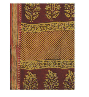 Mustard Yellow Cotton Hand Block Bagh Print Handcrafted Saree-Saree-Kalakari India-ZIBASA0075-Bagh, Cotton, Geographical Indication, Hand Blocks, Hand Crafted, Heritage Prints, Natural Dyes, Sarees, Sustainable Fabrics-[Linen,Ethnic,wear,Fashionista,Handloom,Handicraft,Indigo,blockprint,block,print,Cotton,Chanderi,Blue, latest,classy,party,bollywood,trendy,summer,style,traditional,formal,elegant,unique,style,hand,block,print, dabu,booti,gift,present,glamorous,affordable,collectible,Sari,Saree,pr