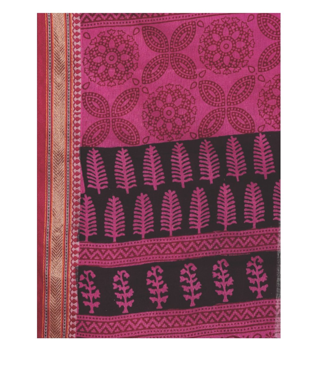 Pink Cotton Hand Block Bagh Print Handcrafted Saree-Saree-Kalakari India-ZIBASA0082-Bagh, Cotton, Geographical Indication, Hand Blocks, Hand Crafted, Heritage Prints, Natural Dyes, Sarees, Sustainable Fabrics-[Linen,Ethnic,wear,Fashionista,Handloom,Handicraft,Indigo,blockprint,block,print,Cotton,Chanderi,Blue, latest,classy,party,bollywood,trendy,summer,style,traditional,formal,elegant,unique,style,hand,block,print, dabu,booti,gift,present,glamorous,affordable,collectible,Sari,Saree,printed, hol