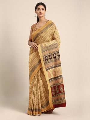 Yellow and Black, Kalakari India Yellow & Maroon Handblock Print Maheshwari Saree ZIBASA0097-Saree-Kalakari India-ZIBASA0097-Bagh, Geographical Indication, Hand Block, Hand Crafted, Heritage Prints, Maheshwari, Natural Dyes, Red, Sarees, Silk Blend, Sustainable Fabrics, Woven, Yellow-[Linen,Ethnic,wear,Fashionista,Handloom,Handicraft,Indigo,blockprint,block,print,Cotton,Chanderi,Blue, latest,classy,party,bollywood,trendy,summer,style,traditional,formal,elegant,unique,style,hand,block,print, dabu