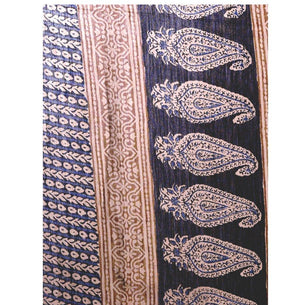 Beige & Maroon Chanderi Silk Kalamkari Hand Block Print Handcrafted Saree - Kalakari India