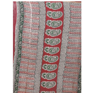 Beige & MaroonChanderi Silk Kalamkari Hand Block Print Handcrafted Saree - Kalakari India