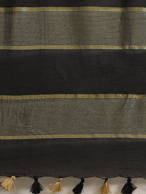 Black and Gold, Kalakari India Bhagalpuri Silk Blend Woven Design Saree with Blouse ALBGSA0143 - Kalakari India
