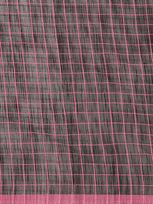 Black and Pink, Kalakari India Ikat Silk Cotton Woven Design Saree with Blouse SHBESA0051 - Kalakari India