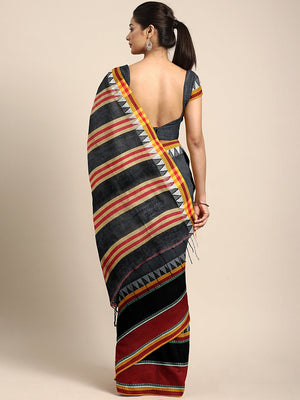 Black Jamdani Woven Design Saree With Blouse Piece SHBESA0073 SHBESA0073 - Kalakari India