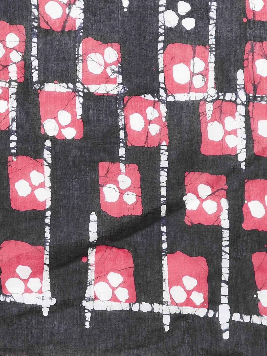 Black & Purple Batik Dyed Handcrafted Cotton Saree - Kalakari India