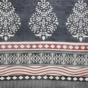 Black & Red Chanderi Silk Hand Block Print Handcrafted Saree - Kalakari India
