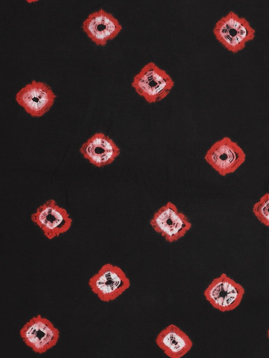 Black & Red Tie & Dyed Handcrafted Cotton Saree - Kalakari India