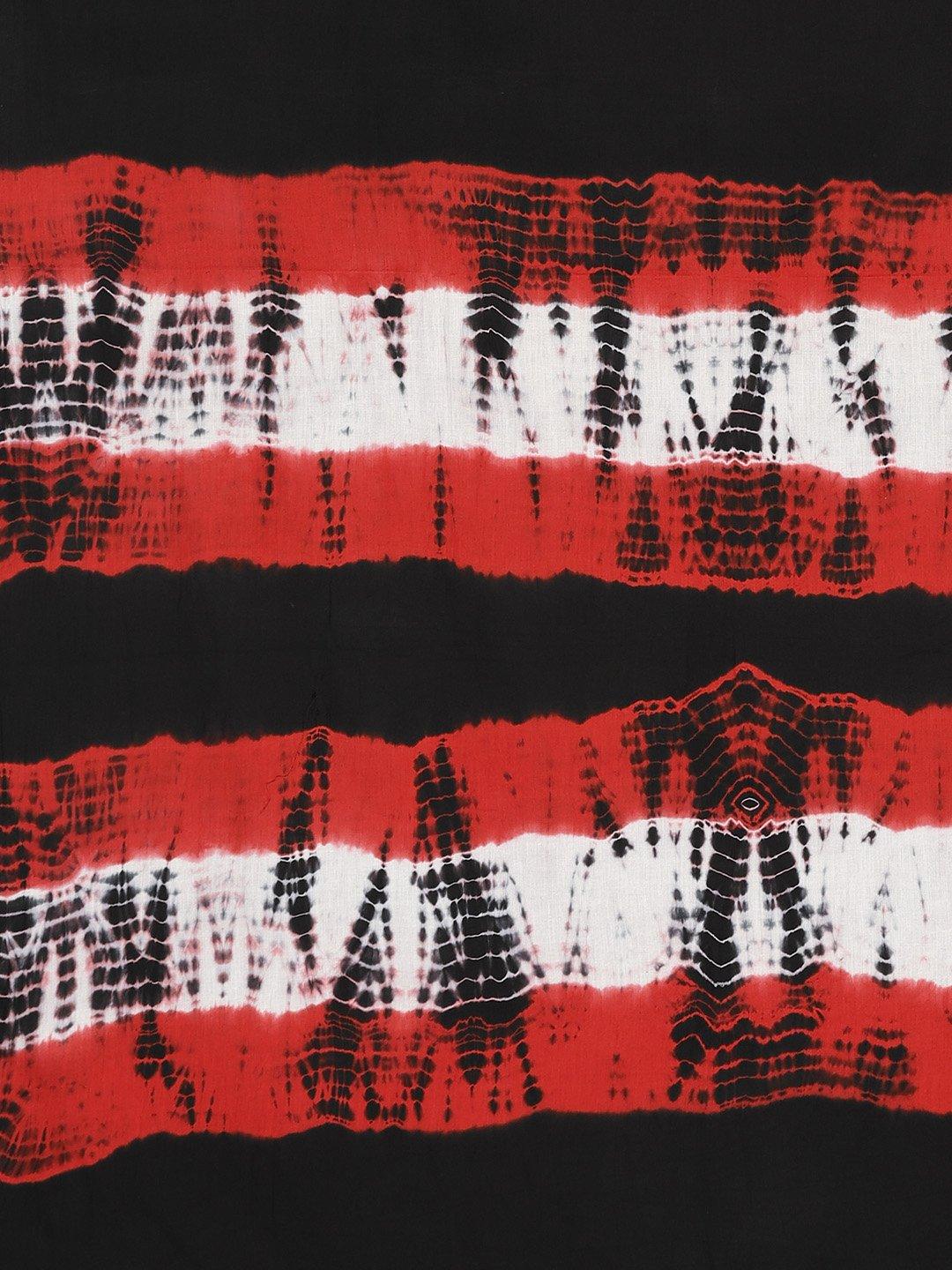Black & Red Tie & Dyed Handcrafted Cotton Saree - Kalakari India