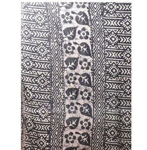 Black & White Chanderi Silk Batik Block Print Handcrafted Saree - Kalakari India