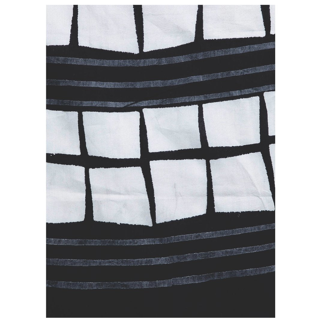 Black & White Hand Block Print Handcrafted Cotton Saree - Kalakari India