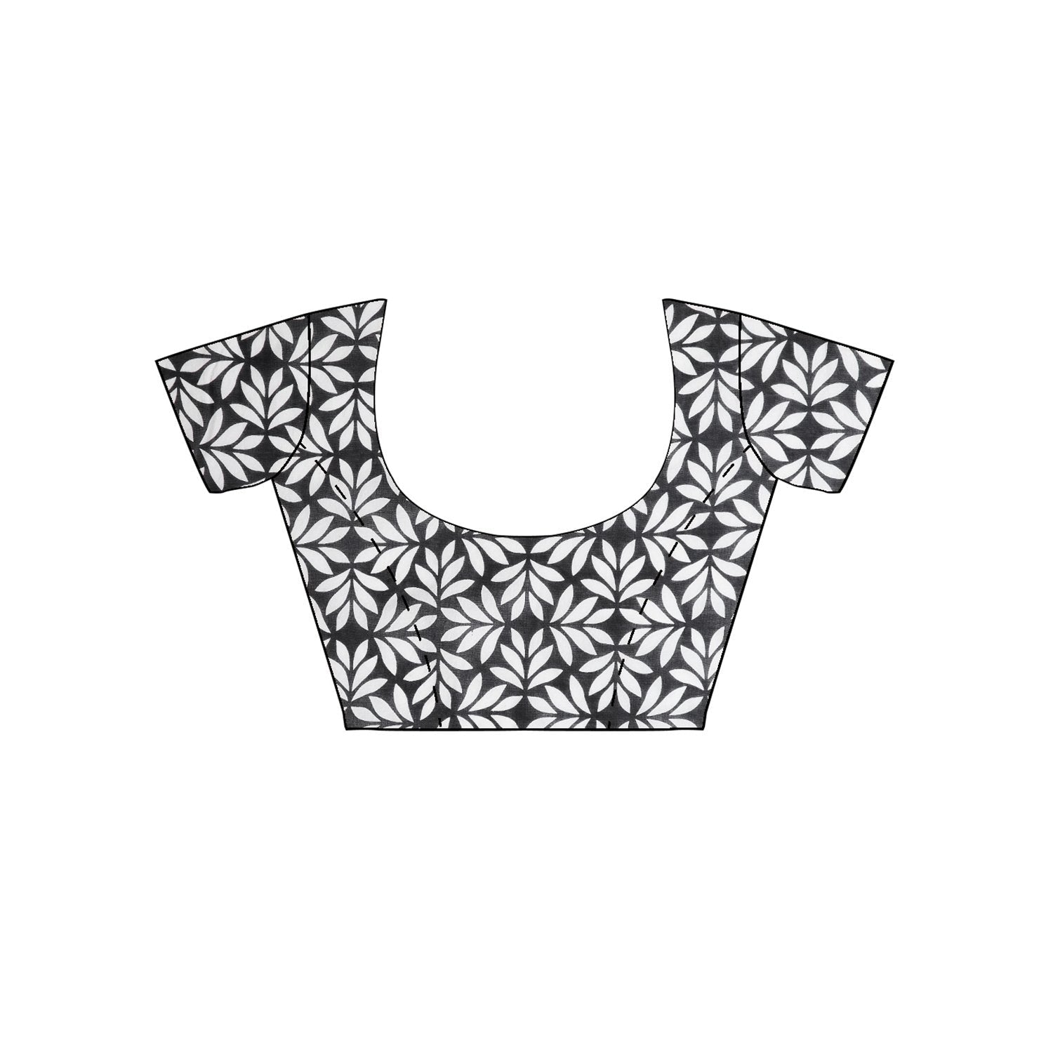 Black & White Hand Block Print Handcrafted Cotton Saree - Kalakari India