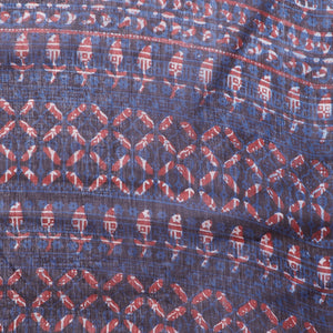 Blue & Red Indigo Hand Block Print Handcrafted Cotton Saree - Kalakari India