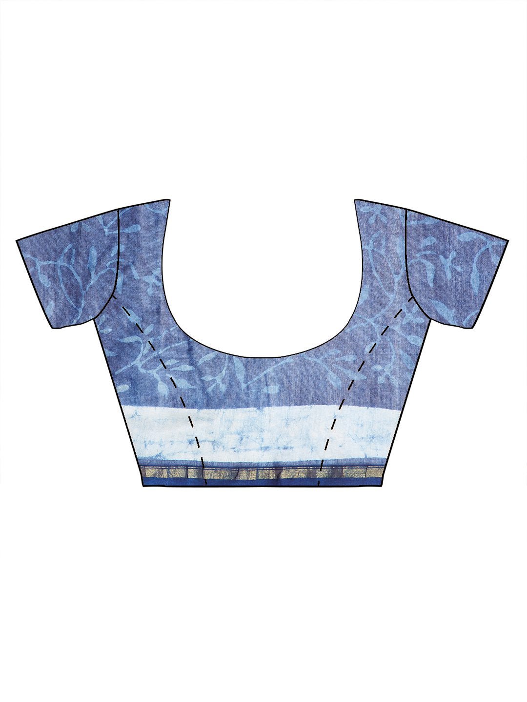 Blue & White Chanderi Silk Hand Block Print Handcrafted Saree - Kalakari India