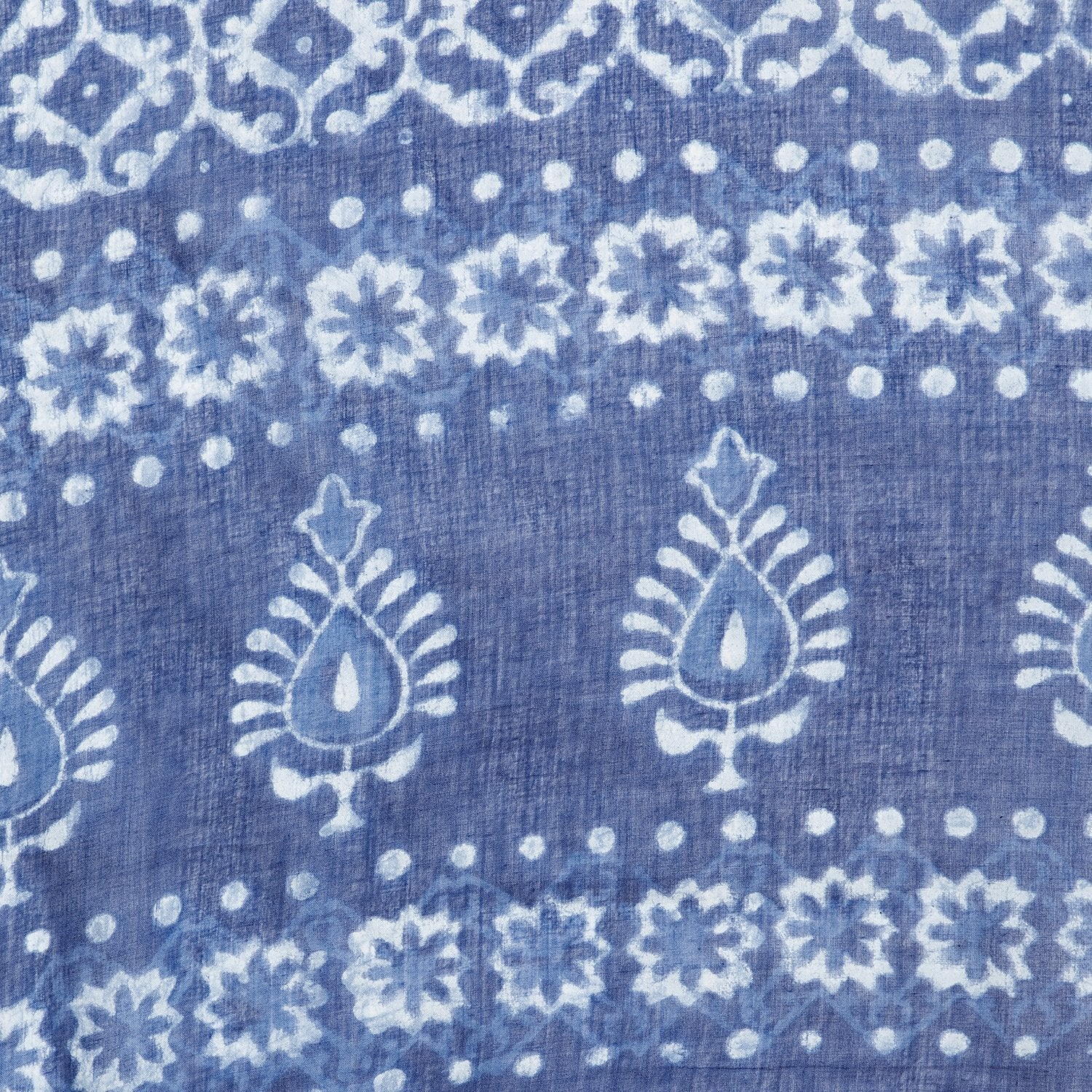 Blue & White Indigo Hand Block Print Handcrafted Cotton Saree - Kalakari India