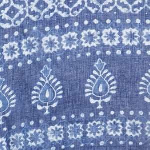 Blue & White Indigo Hand Block Print Handcrafted Cotton Saree - Kalakari India